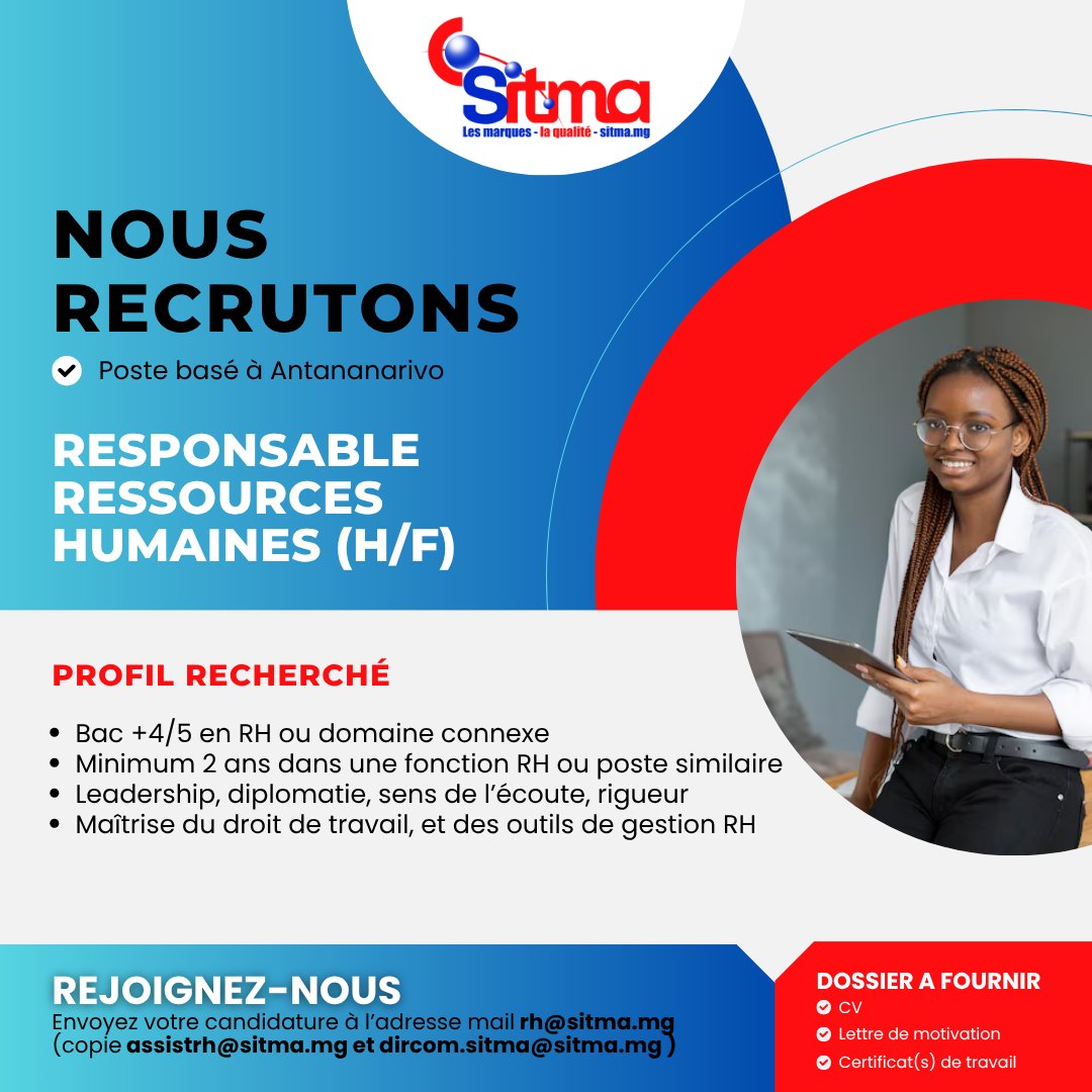  Recrutement pour le poste de Responsable Ressources Humaines (H/F)